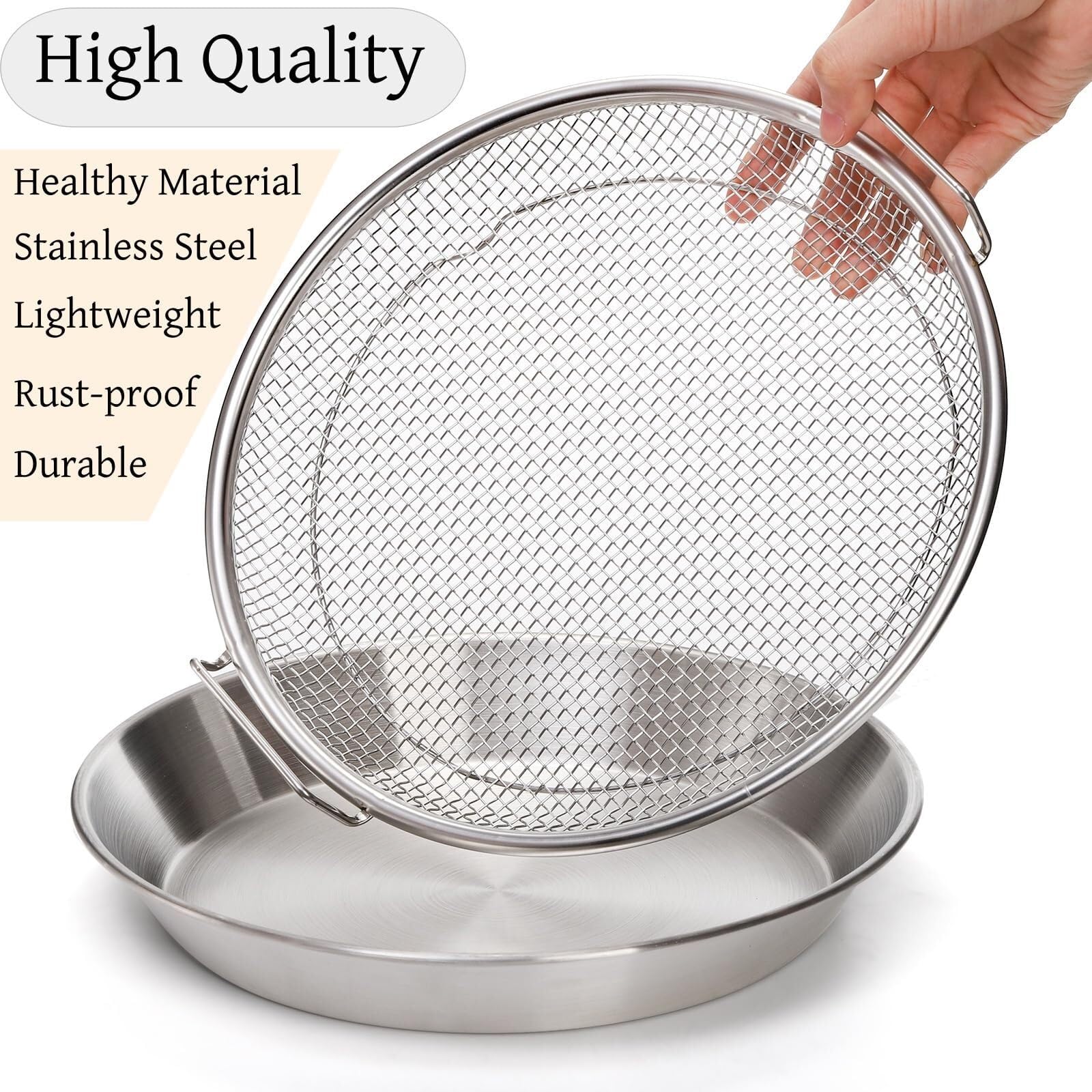 Cesta para Freír Metal Bandeja de Filtro Aceite Cocina, Cesta Drenaje Malla for freidora Aire Acero Inoxidable Cestillo Freidora