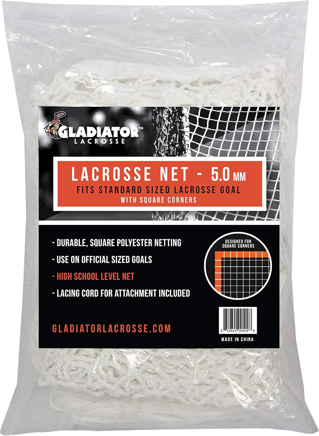 Gladiator Lacrosse 5mm Replacement Lacrosse Goal Net 6'x6