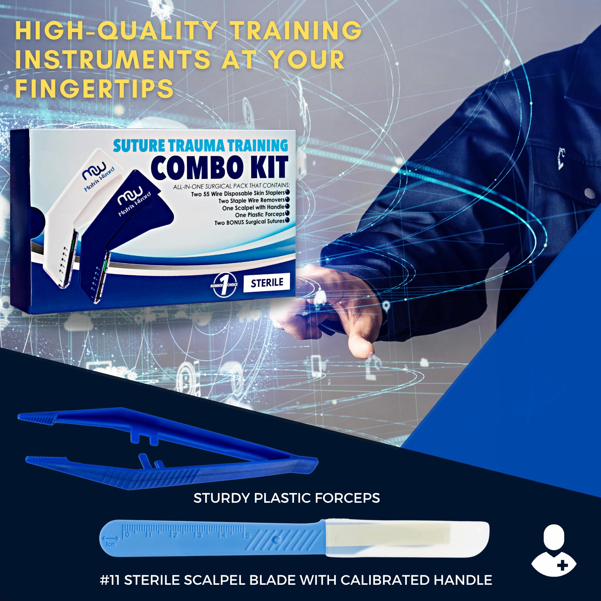 PDO Surgical Suture Kit For Emergency First Aid - 12 Sterile Packs - Choose Size 3/0, 4/0, 5/0