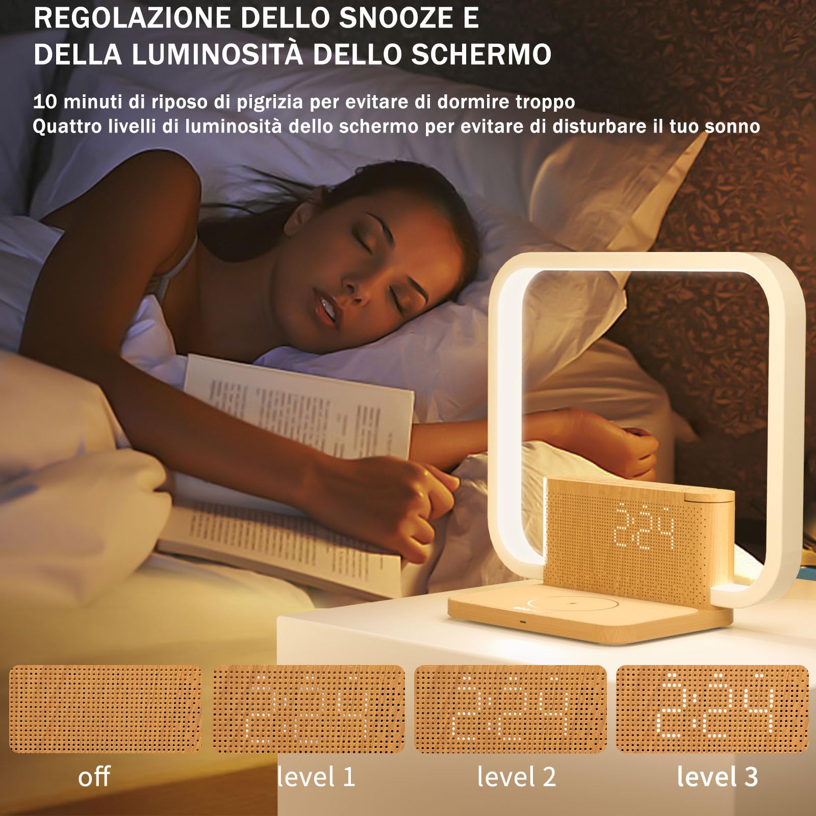blonbar Lampada da Comodino con Caricatore Wireless da 10w — immagine 6 di 16