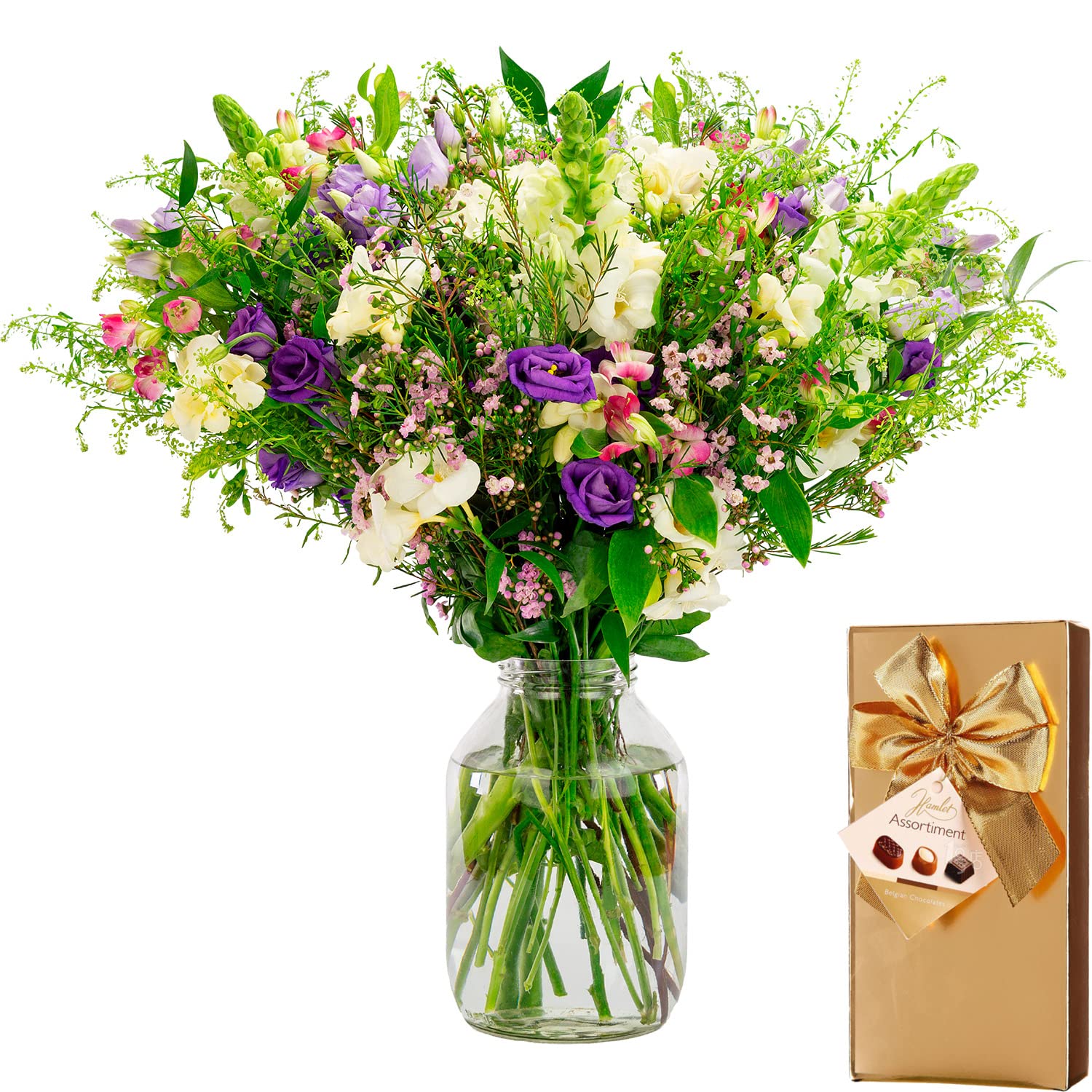 InterBloom | The Wild - Next Day Large Wildflower Inspired Beautiful Fresh Flower Bouquet with a Hamlet Chocolates