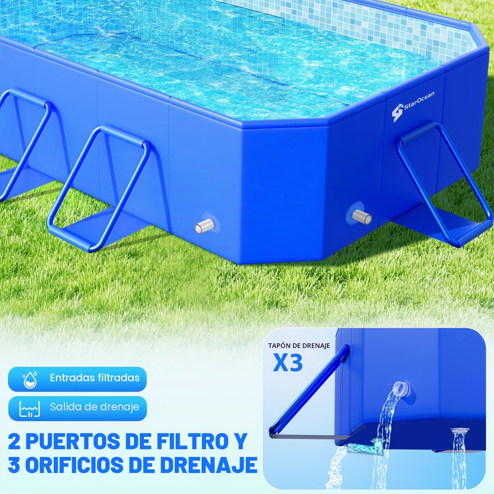 StarOcean Piscina plegable grande 2026, piscina no inflable para niños, piscina plegable de plástico duro para adultos, piscina plegable extra grande, piscina plegable portátil para patio trasero, 118