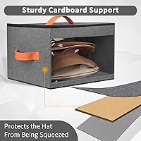 Vista 2 de Caja de almacenamiento mejorada para sombreros para mujeres y hombres, organizador de cajas de sombreros de armario con tapas a prueba de polvo