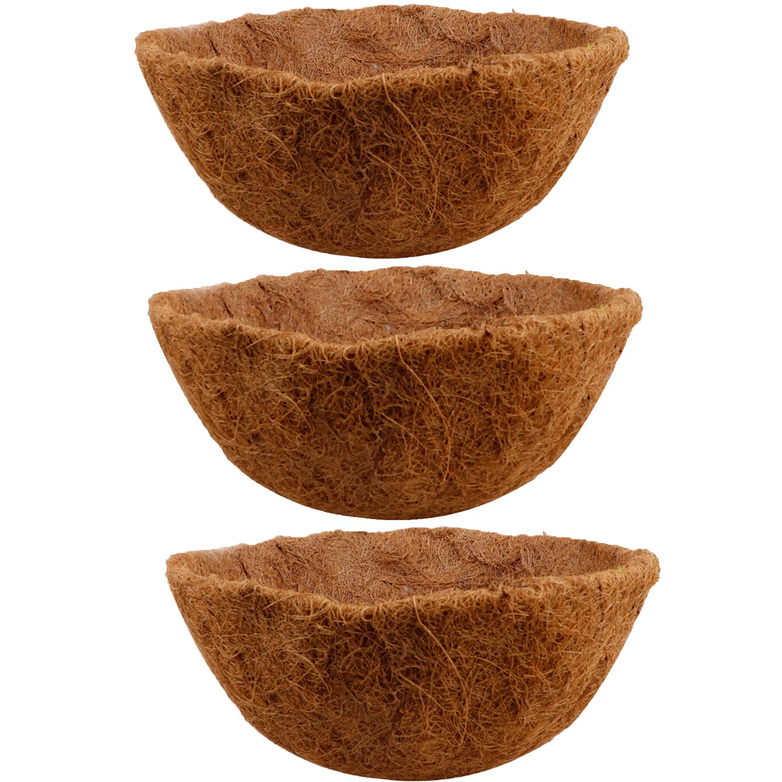 WIVAYE 3Pack Round Coco Liner for Hanging Basket, 12inch Coco Fiber Replacement Liner, Coconut Fiber Plant Basket Liner, Coco Fiber Mat for Hanging Flower Pots