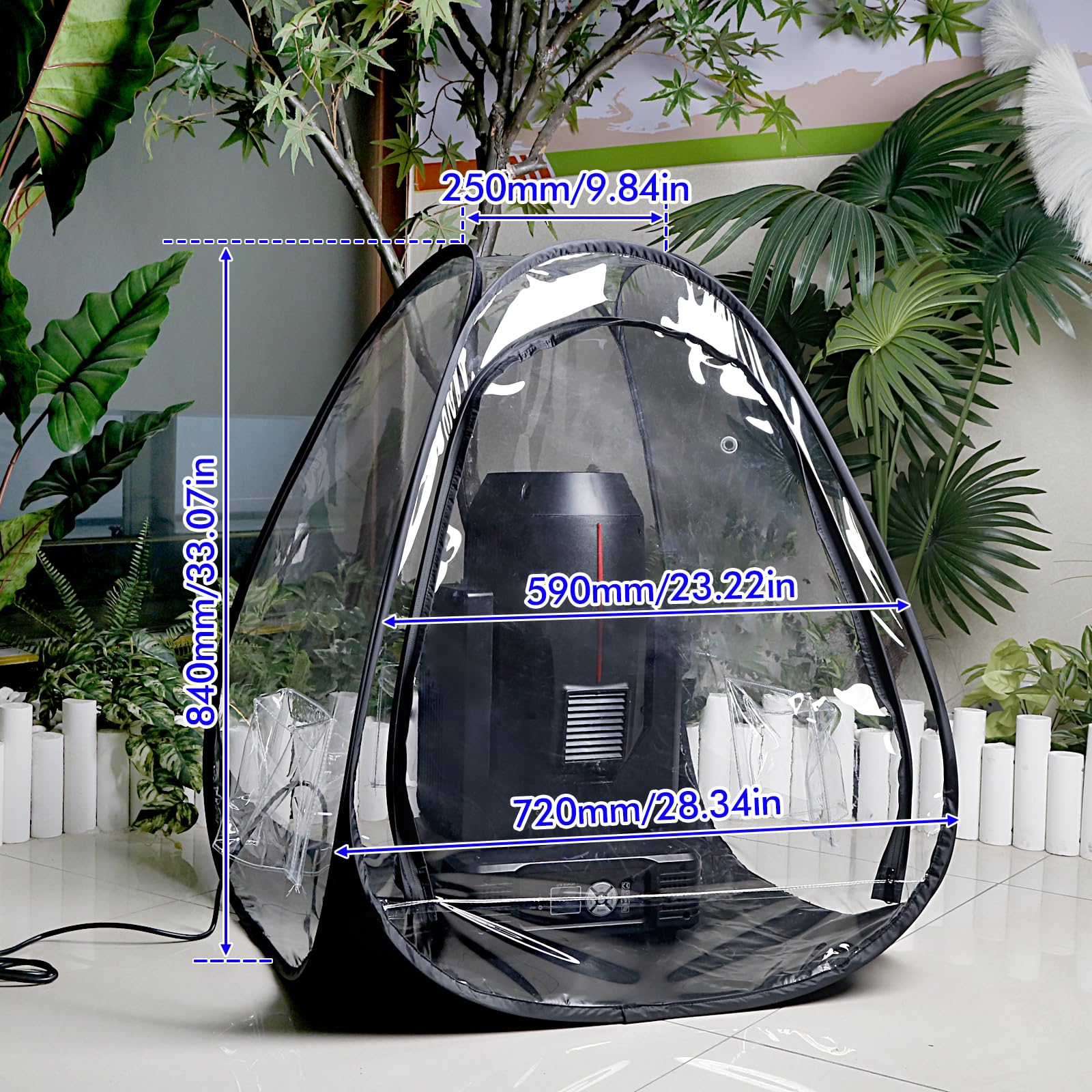 Copertura antipioggia professionale per teste mobili, accessorio di protezione per l'illuminazione del palco impermeabile e antipolvere, copertura antipioggia trasparente da terra, confezione da 2