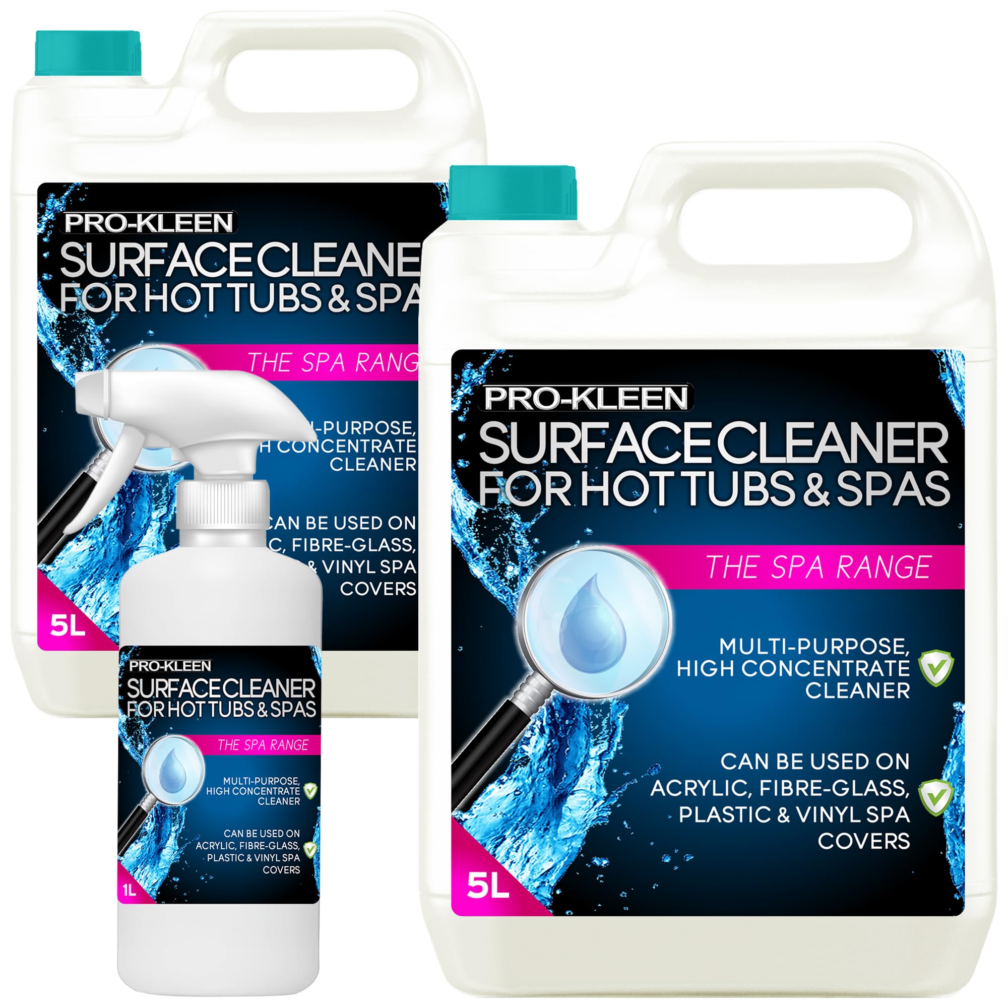 Pro-Kleen Hot Tub & Spa Surface Cleaner Spray (11L) - Removes Dirt, Oil & Grease - Deeply Cleans Hot Tub, Pool & Spa Shells