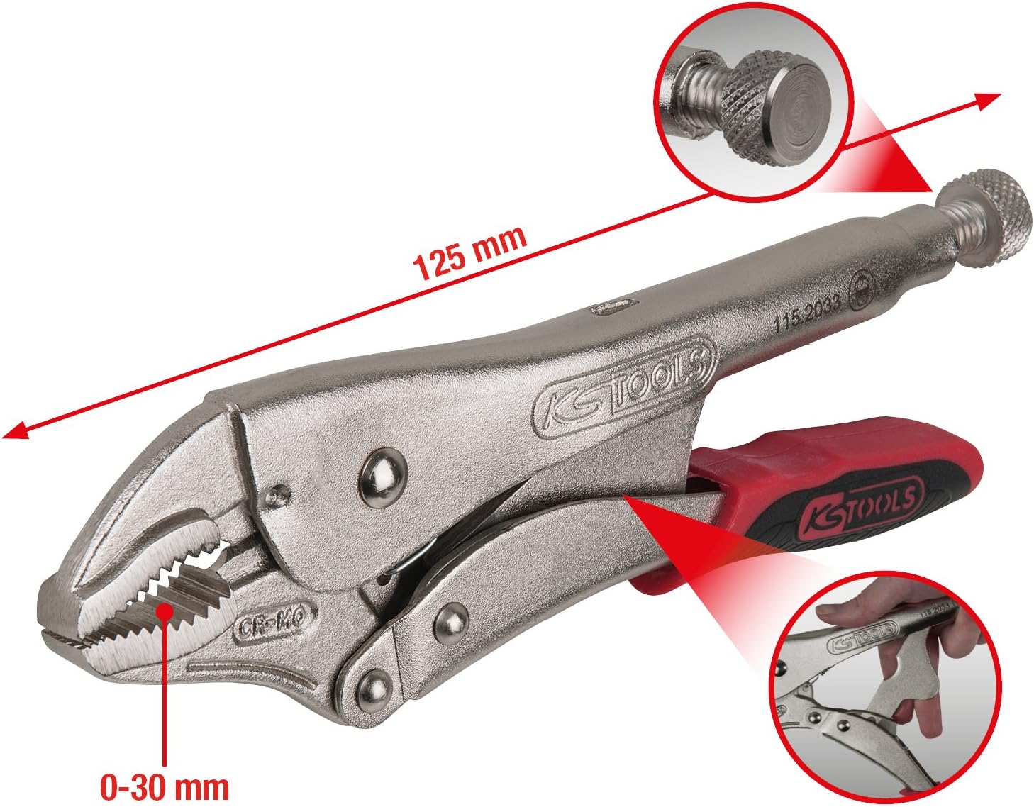 KS TOOLS Self Grip Wrench, 125mm