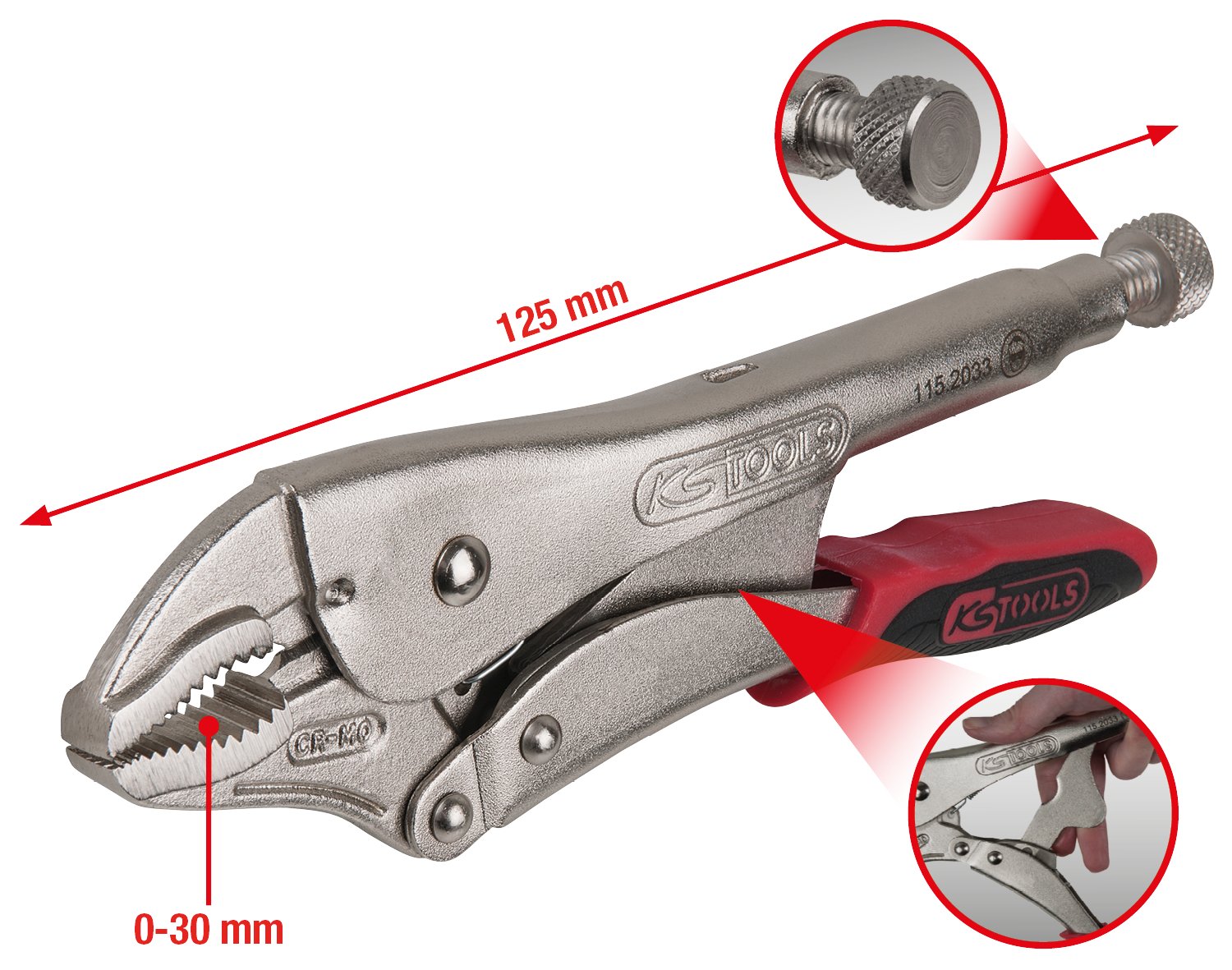 KS TOOLS 115.2031 Self grip wrench, 125mm - Image 2