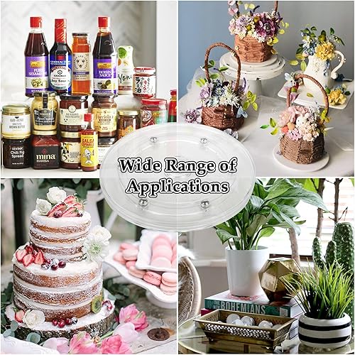 Miniatura 7 de Juego de 4 platos giratorios pequeños Lazy Susan de 6 pulgadas de acrílico transparente Lazy Susan con rodamientos de bolas de acrílico, bandeja