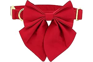 Stunning Red Bow Dog Collar for a Sophisticated Girl