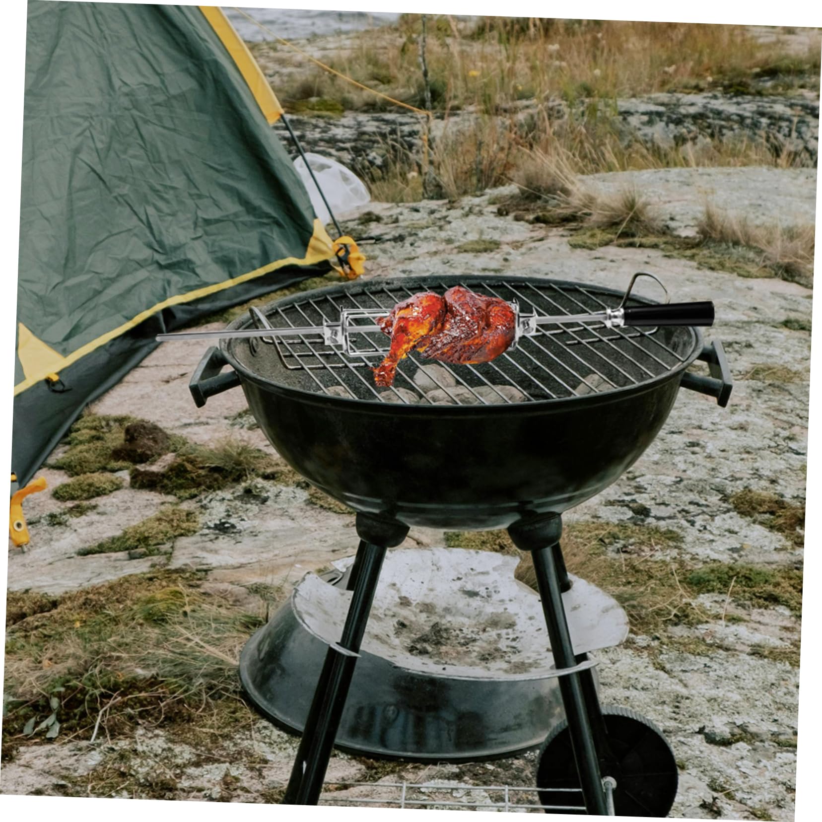 Happyyami 6pezzi Forchette Da Bbq Acciaio Inossidabile Per Arrosto Di Pollo Rotative Resistenti e Multifunzionali Per Grigliate All Aperto e Famiglia