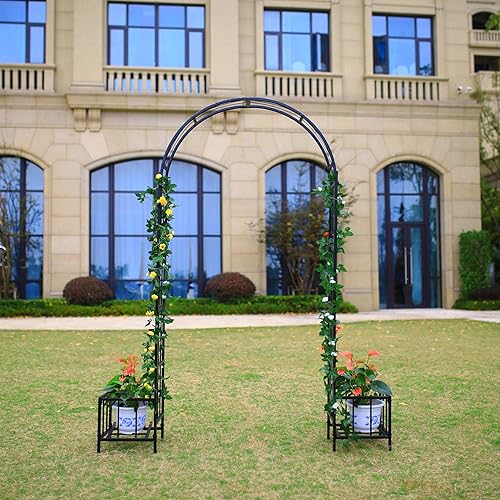 Miniatura 2 de Better Garden Arco de jardín de acero con cestas para plantas, 7 pies 6 pulgadas de alto x 3 pies 7 pulgadas de ancho, cenador de jardín para varias