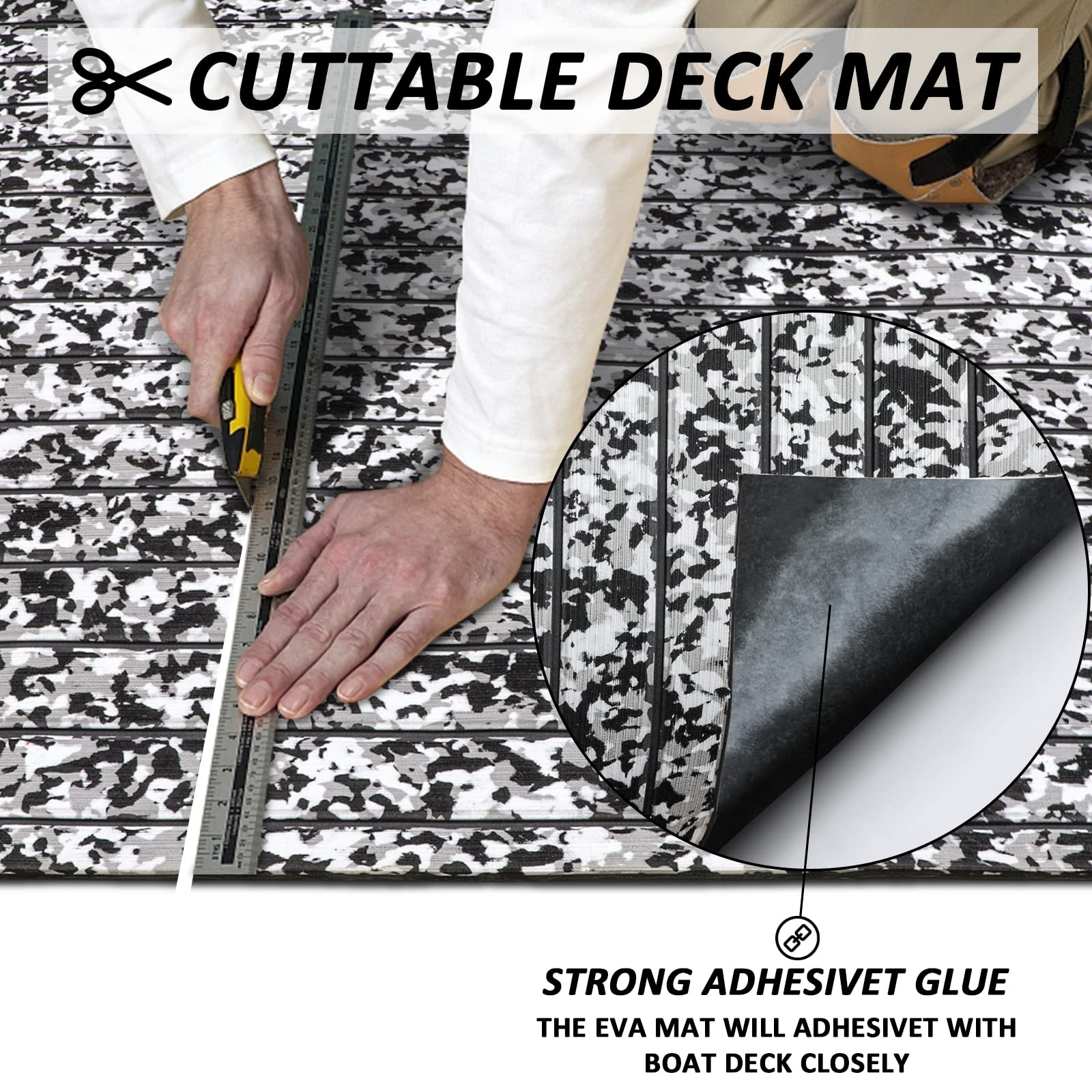 Camuffare Teak Sintetico Marino 240 x 60/90 cm Legno di Teak Tappeto in Schiuma Eva Autoadesivo per Yacht, Pavimento Antiscivolo, per Barca, Moto, Camper, Yacht, Kayak, Piscina
