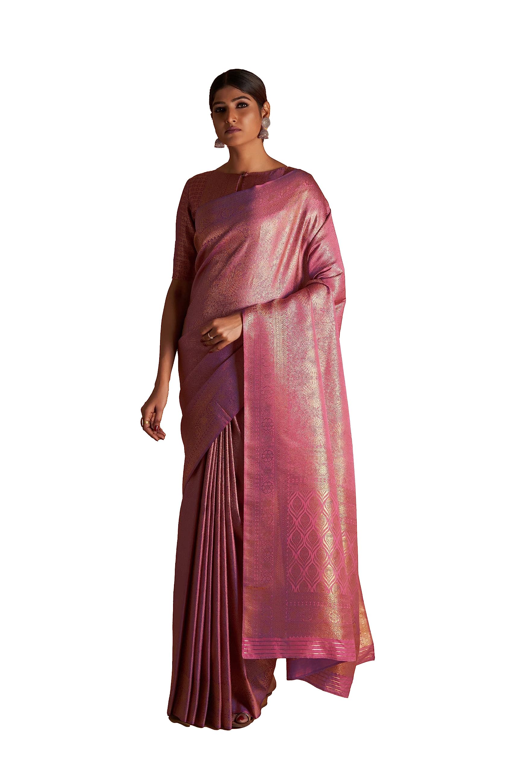 VardhaSarees for Women Indian Banarasi Art Silk Woven Zari Sari | Diwali Rakhi Gift Saree & Unstitched Blouse