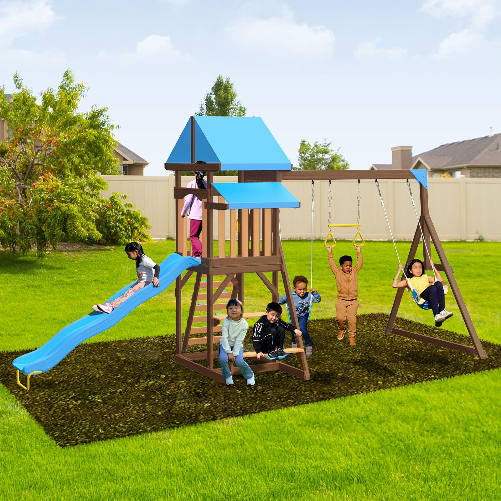 Amazon.com: Sportspower Rosemont Cedar Wooden Swing Set with 8