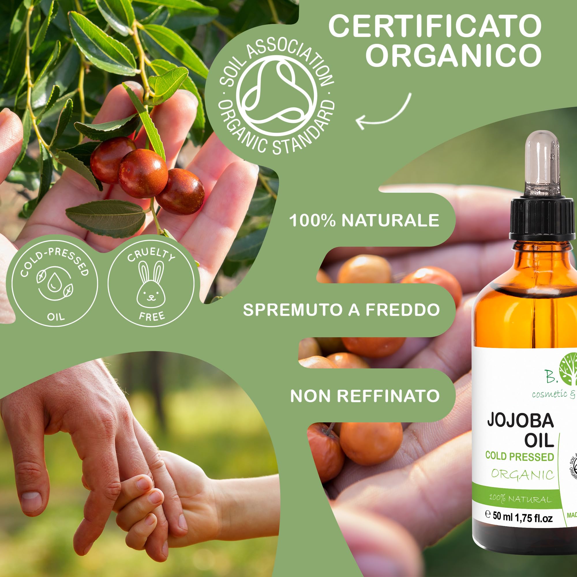 Olio Contorno Occhi, Viso e Capelli, Jojoba Bio - Benefici Incomparabili, Idratante, Struccante Waterproof, Rinforza i Capelli, Soluzione Anti-Acne, Regola Sebo, Pelli Grasse, Balsamo Labbra 1000 ml
