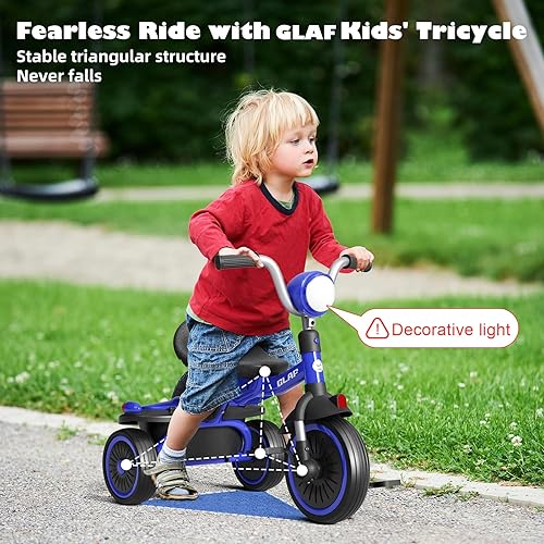 Miniatura 7 de Glaf Bicicleta para niños de 2 a 5 años, triciclo para niños pequeños de 1 a 3 años, triciclo con asiento ajustable y cesta de almacenamiento,