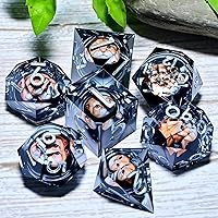 Vista 9 de Resin Cat Head DND Dice, Sharp Edge Dungeons and Dragons Polyhedron Game Dice Set for Role Playing Games RPG Explorer Magic, Holiday Birthday Gifts
