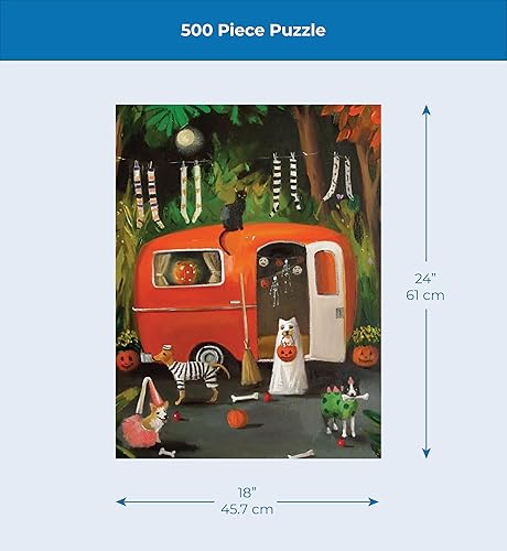 Miniatura 4 de New York Puzzle Company - Janet Hill Los perros de Halloween - Rompecabezas de 500 piezas para noches de juego familiares por Janet Hill Los perros