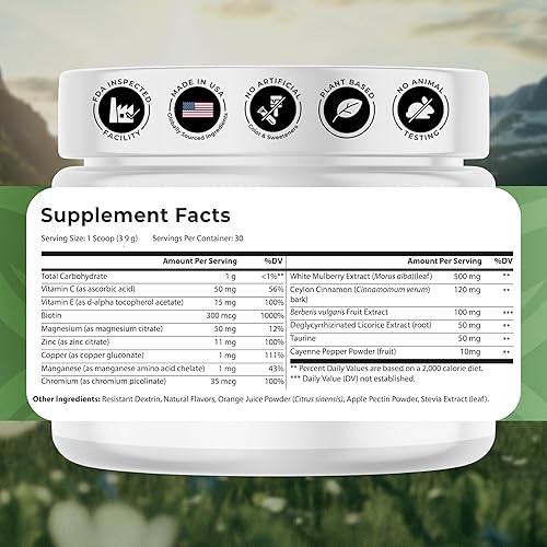 Miniatura 2 de NATURES BLAST Gluco-polvo con extracto de morera blanca y canela de Ceilán, mezcla orgánica de bienestar metabólico para energía y vitalidad, 1