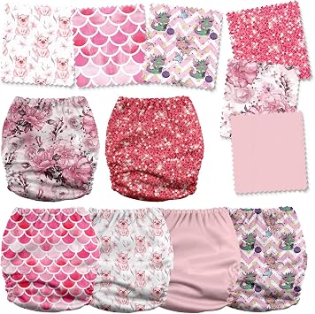 MK 3.0 Baby Cloth Diapers with 6 Inserts Bundle, with Bambo Liners, 5-Layer Bambo Inserts (6 Pack), Wet Bags and Pail Liners.
