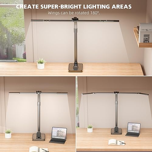 Miniatura 4 de Lámpara de escritorio LED para oficina en casa, lámpara de escritorio plegable brillante de 24 W con base, 25 modos de iluminación, luz de