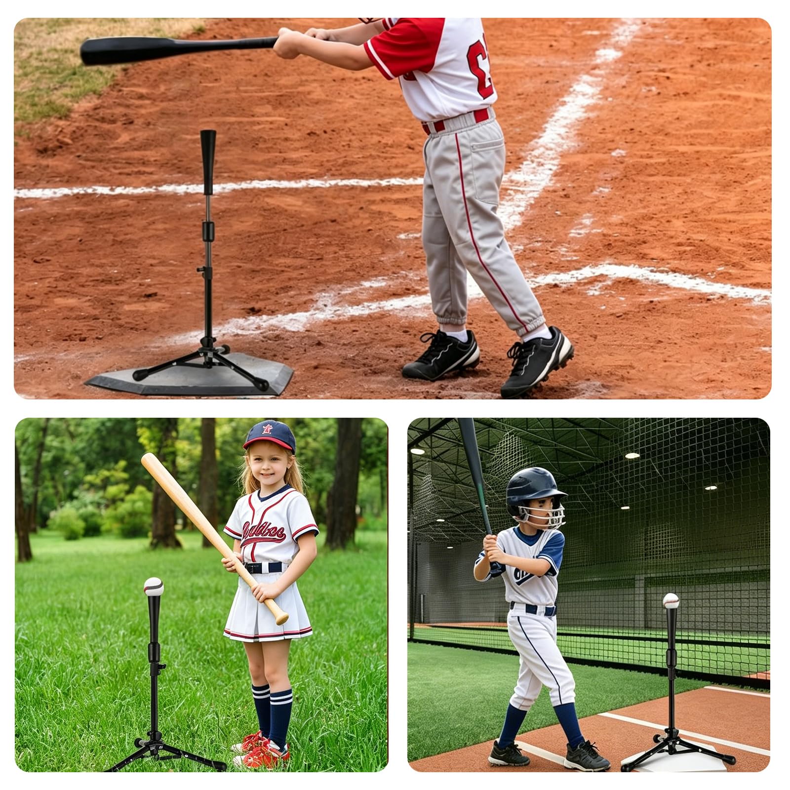 BORDEAG Baseball & Softball Batting Tees,Treppiede da Baseball,Attrezzature per l'allenamento Baseball , Tee da Baseball per colpire supporto palla da baseball portatile per migliorare swing