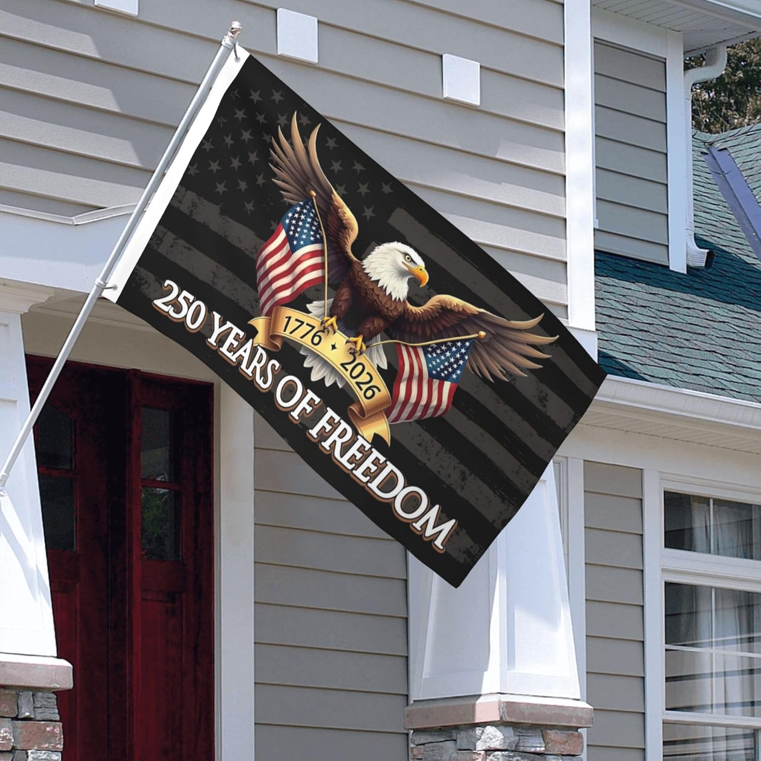 American 250 Garden Flag 5x8 Ft,USA 250th birthday Anniversary Patriotic Banner Double Sided3-Ply with Eagle Design, 1776-2026 Commemorative, for Outside Ft Outdoor Banner Decorations