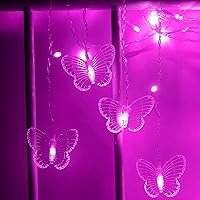 Vista 12 de Butterfly Curtain Lights 13ft 96 LED Twinkle Fairy Lights 8 Modes String Lights with Remote, Butterfly Hanging Decoration for Bedroom Dorm Wall