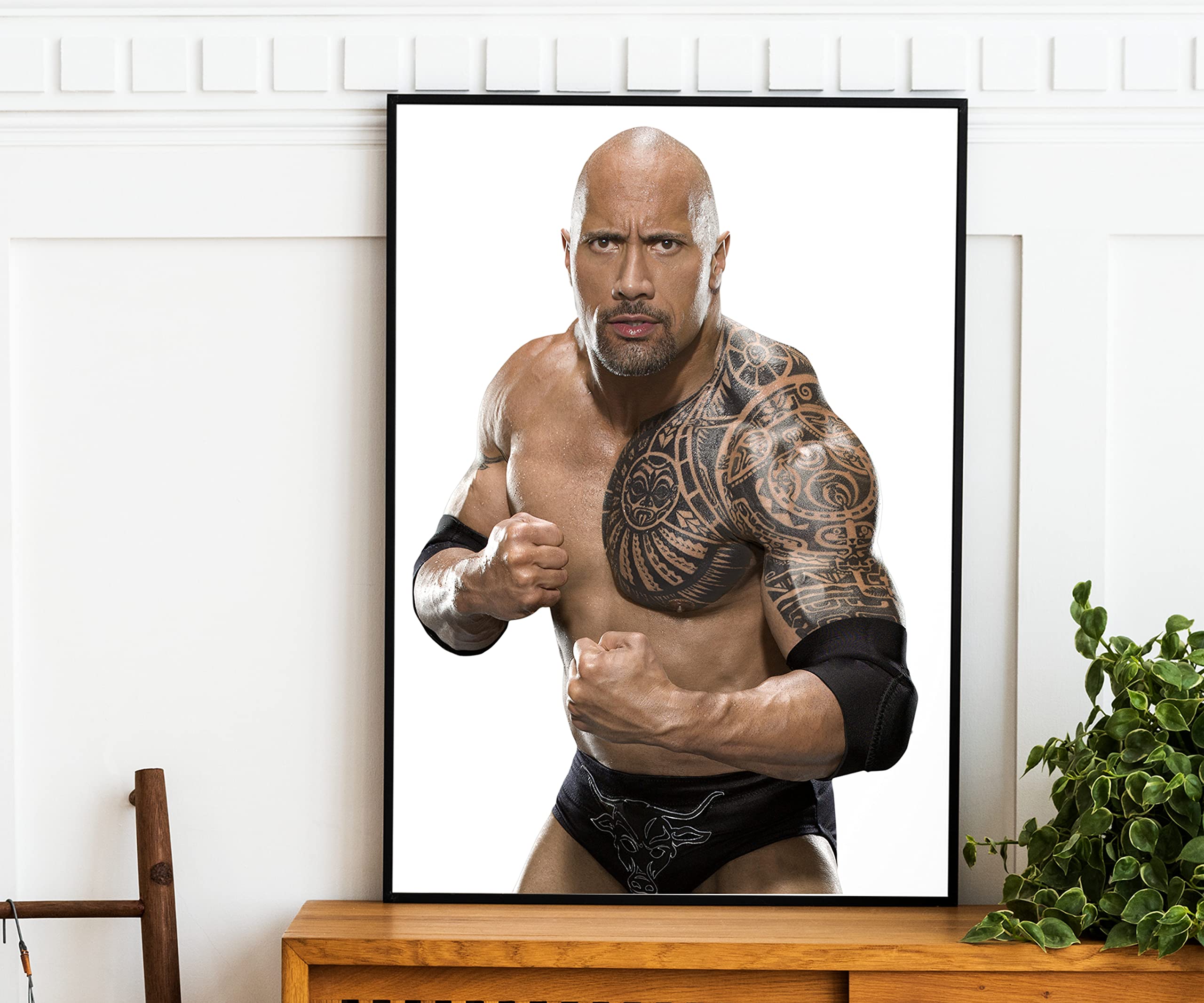 Dwayne Johnson poster, Dwayne Johnson The Rock Profile Render, gym poster for home gym, wrestling poster, motivational wall art