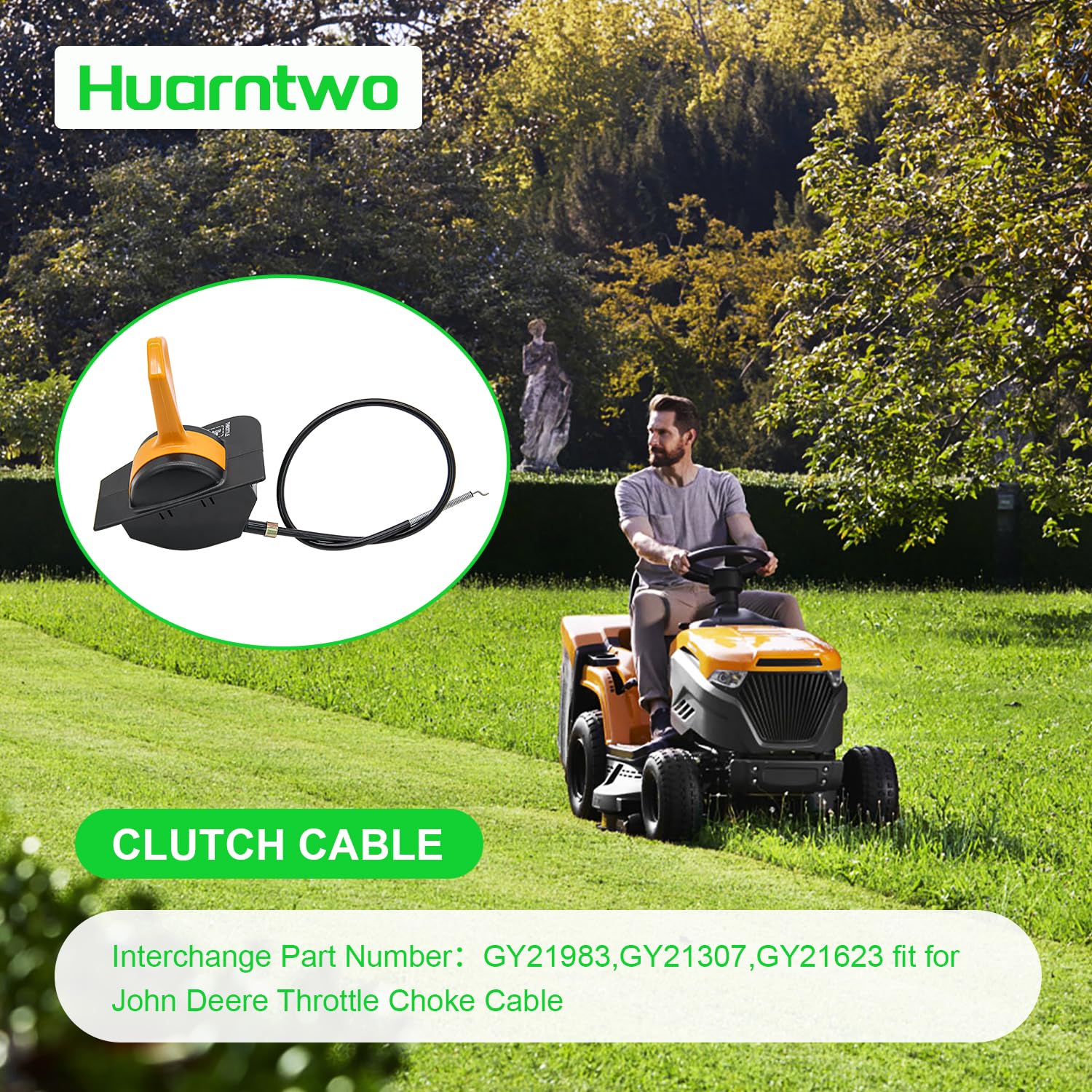 GY21983 - Cavo acceleratore compatibile con John Deere 107S, D100, D105, D110, D120, X105, X115R, X125, X145, cavo push pull