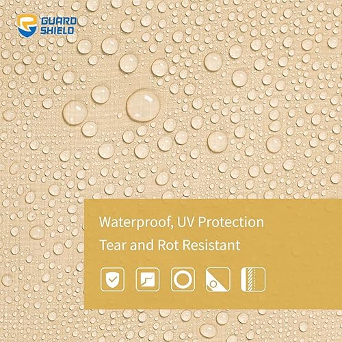 Miniatura 3 de GUARD SHIELD Lona beige resistente impermeable de 10 x 20 pies para exteriores, lona gruesa resistente a los rayos UV con ojales, 2564 pulgadas