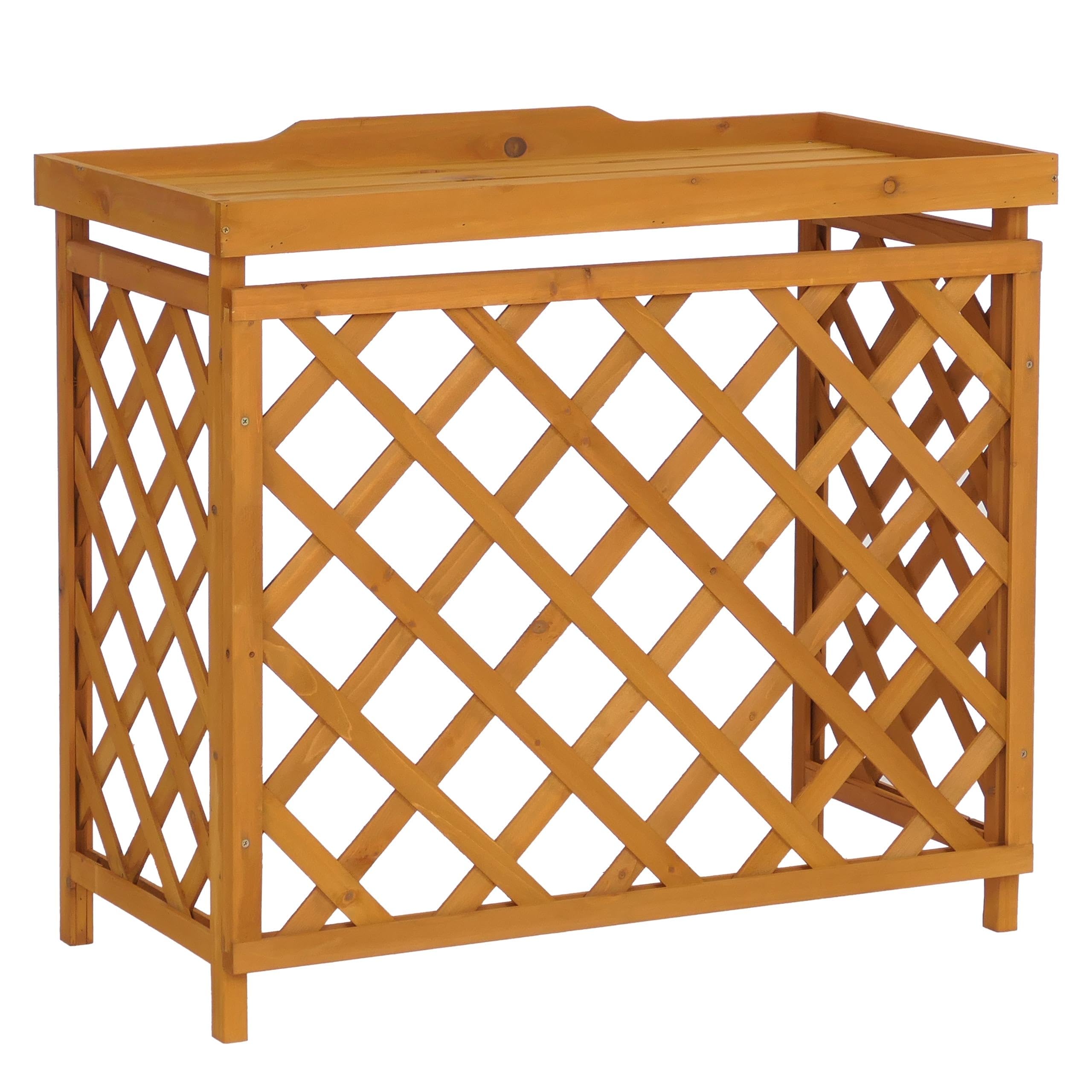 Mendler Cache pour climatiseur/échangeur Thermique HWC-Q14, Cache en Bois certifié MVG 78 x 90 x 45 cm - Couleur Naturelle