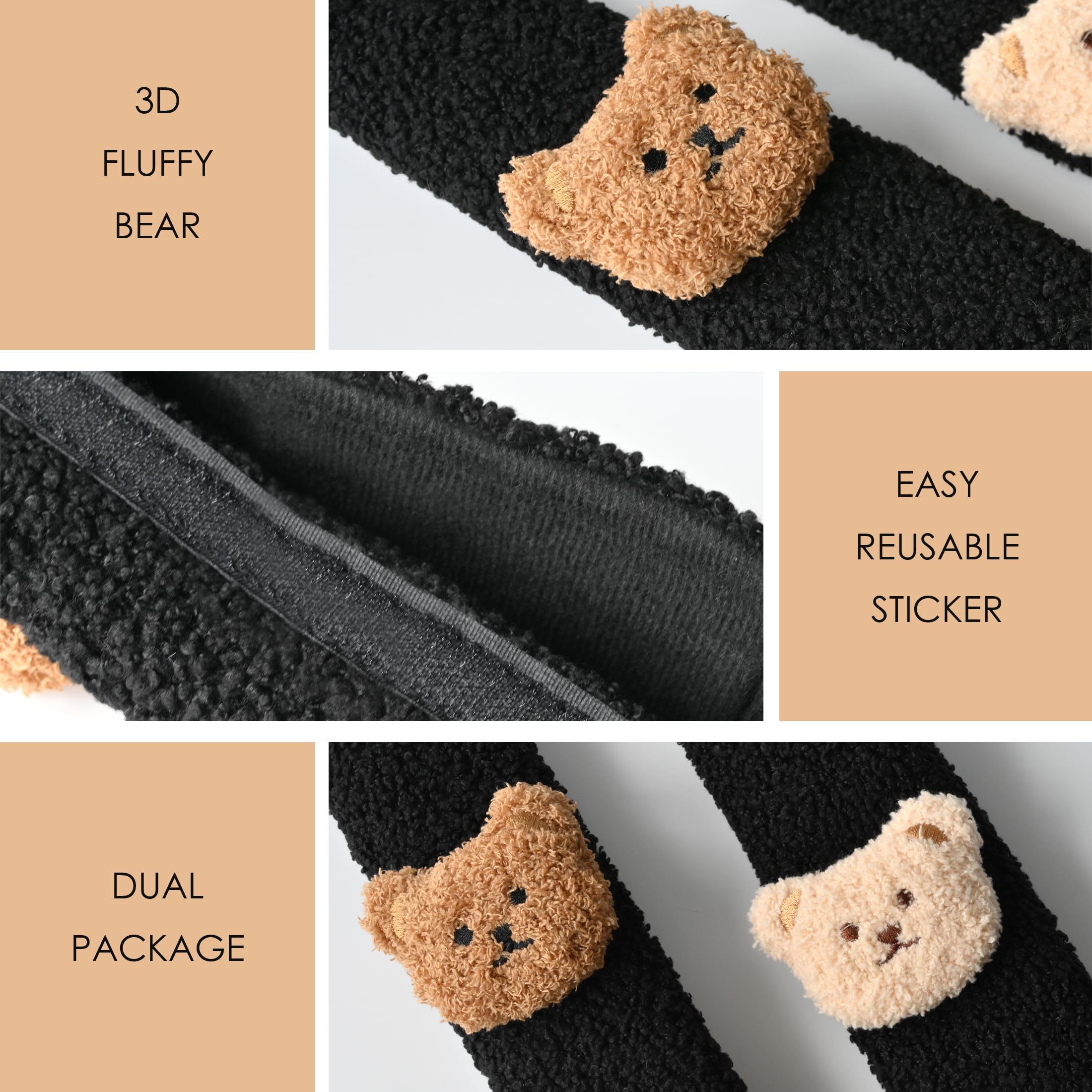 MOMOJULI 2 Seat Belt Cover Pad,Cute Shoulder Seatbelt Strap Cushion Plush Fluffy Covers for Kids or Adults - Image 2