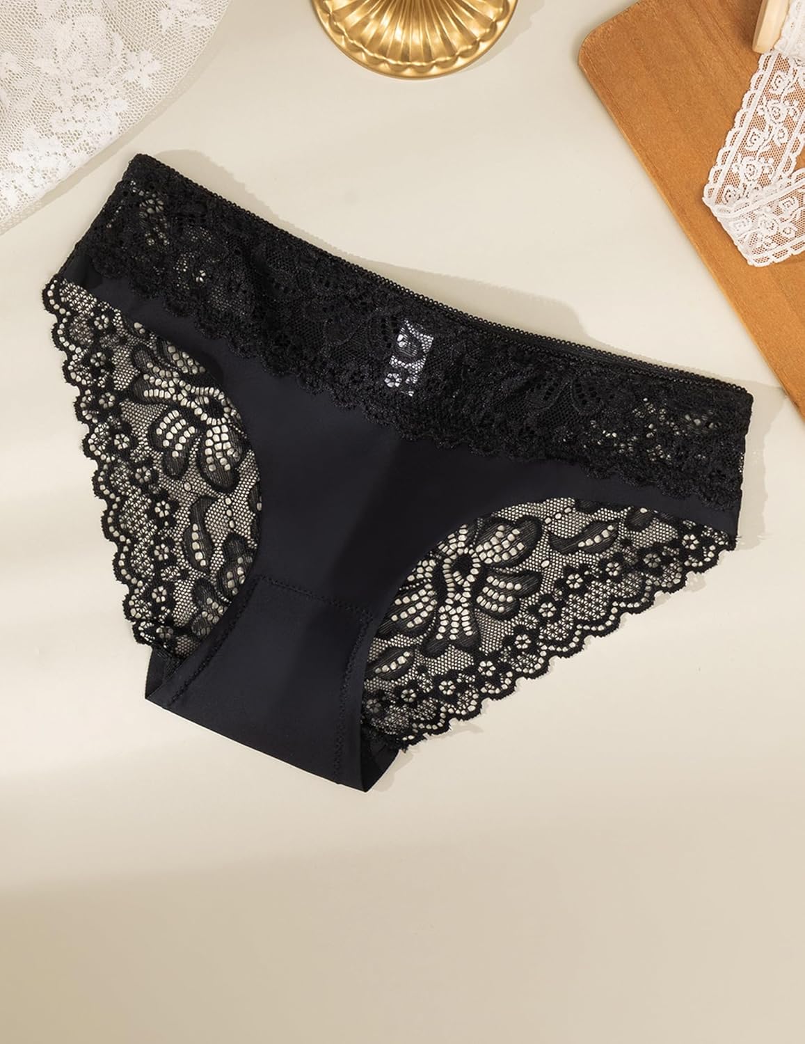 Murimia Sexy Seamless Underwear for Women Lace Cheeky Bikini Panties Breathable Low Rise Briefs - Image 5