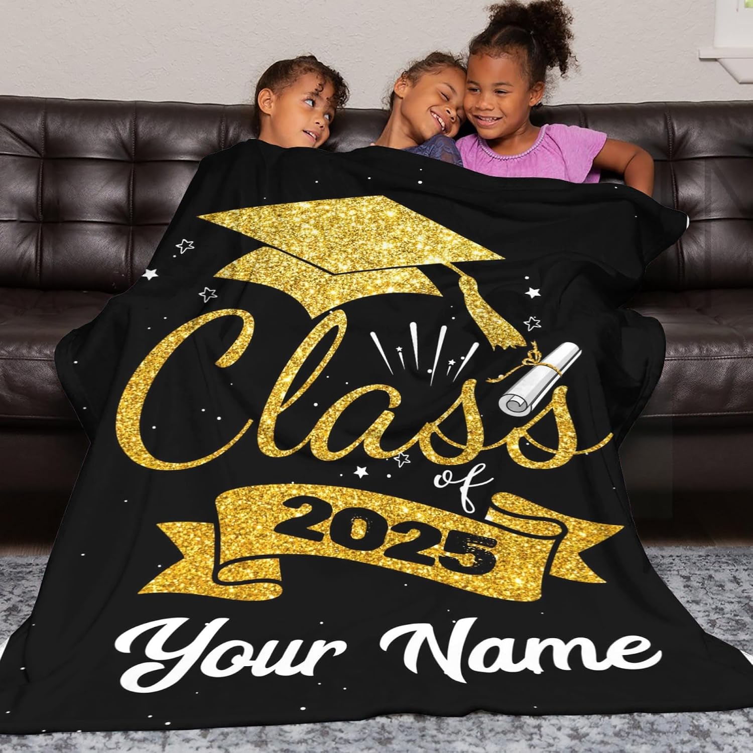Personalized Graduation Blanket Gifts with Name, Customized Class of 2026 Photo Blanket for Graduation Day, Custom Soft Throw Blankets, Senior 2026 Graduation Decoration for Couch Sofa Bed Bedroom