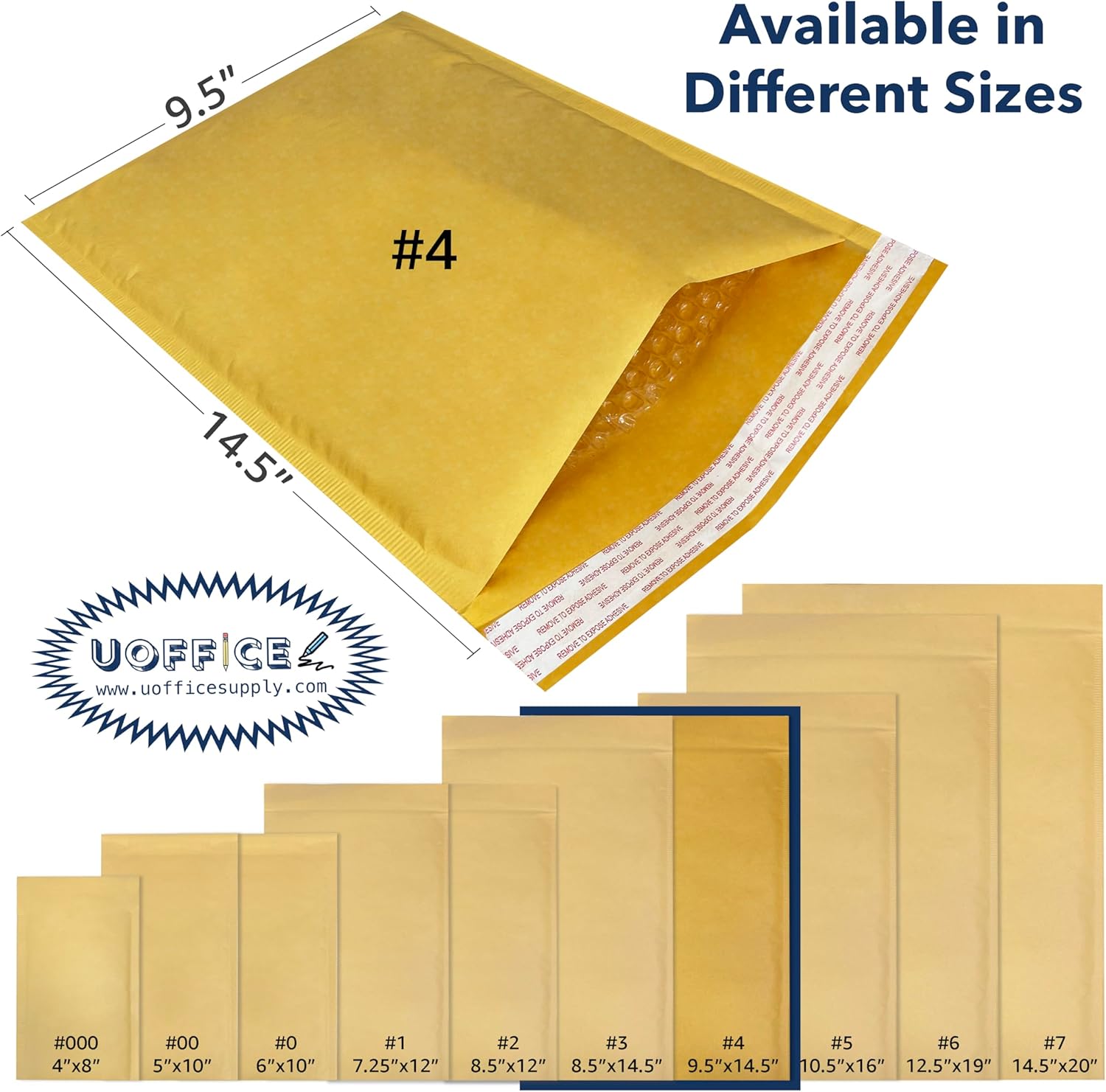 Kraft bubble mailers, Self seal shipping envelopes pack- 100, #4-9.5" x 14.5", Bulk padded self seal, Padded mailing, Yellow padded mailers