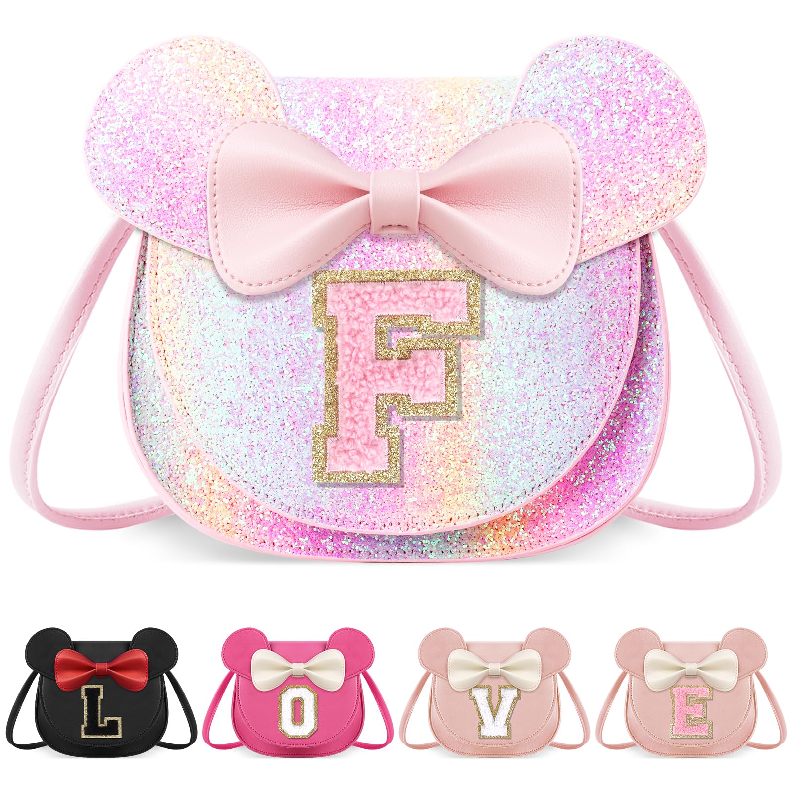 Little Girl Toddler Purse - Cute Mouse Ear Bow Crossbody Bag for 2-8 Year Olds - Birthday Gift