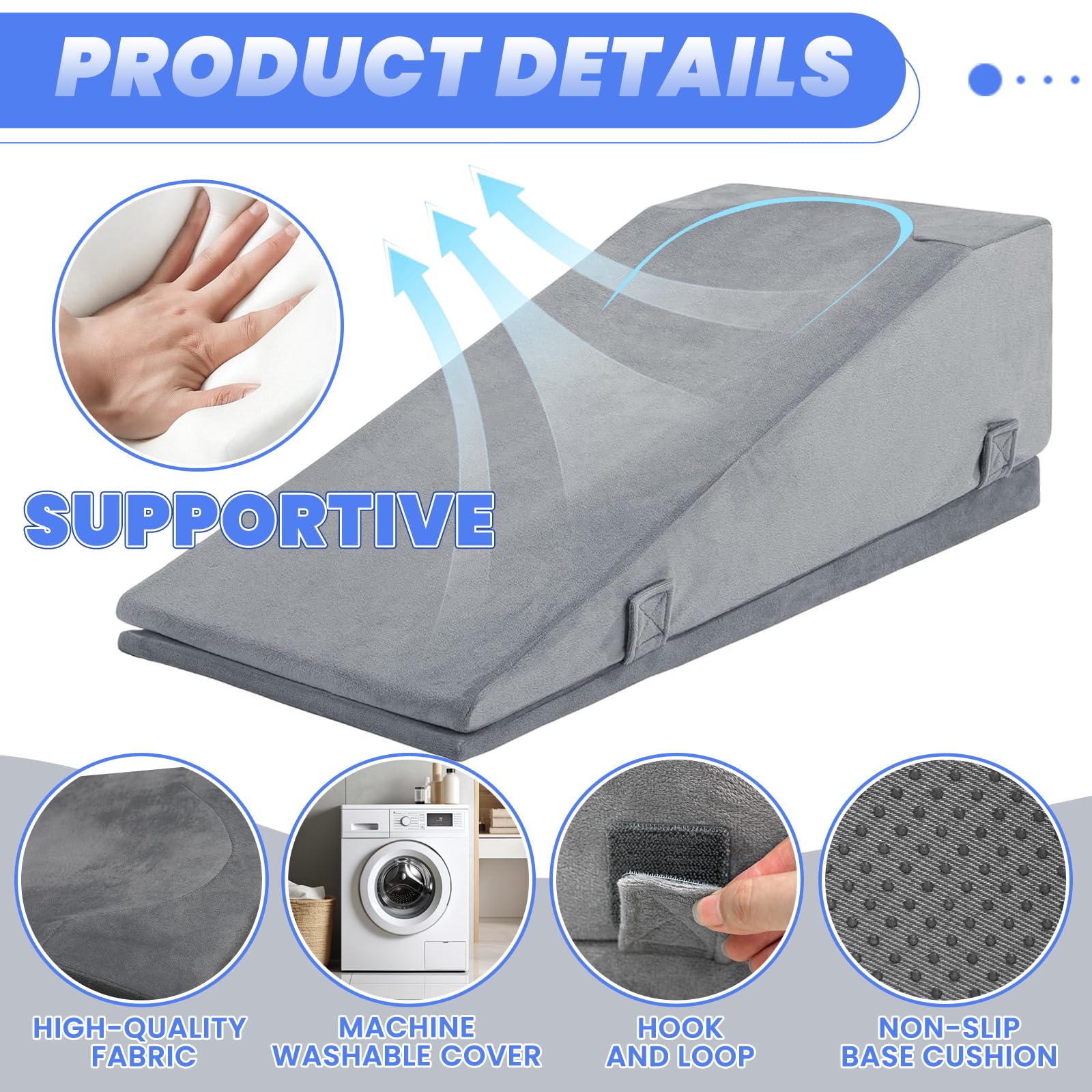 Almohada de espuma viscoelástica para dormir de lado, almohada de pierna para rodilla, color blanco