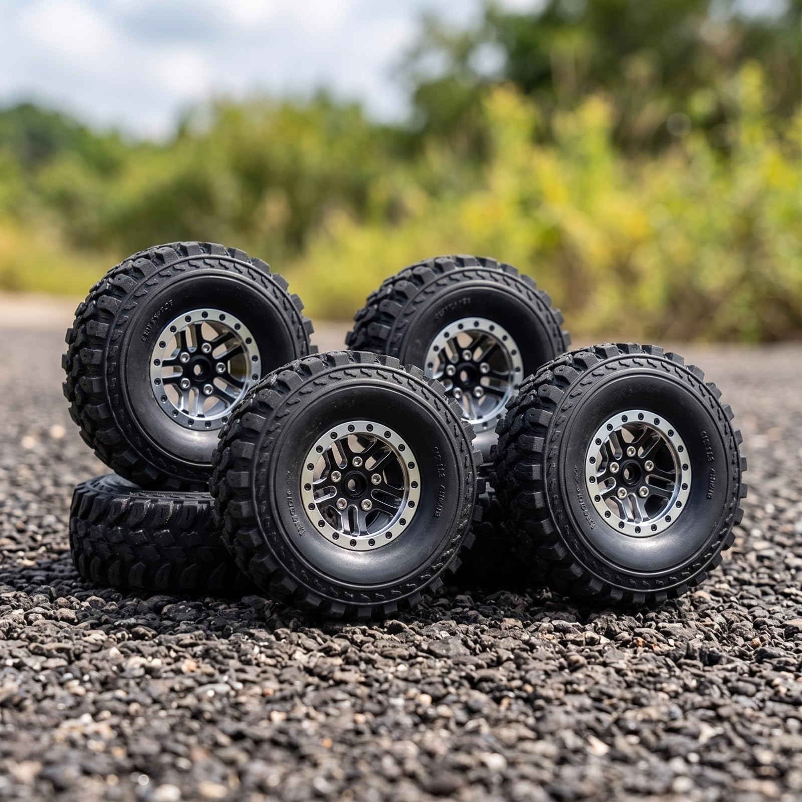 4 Stück RC Räder mit Metallnabe Universal Zubehör Stabil für Modellbauer, Silber