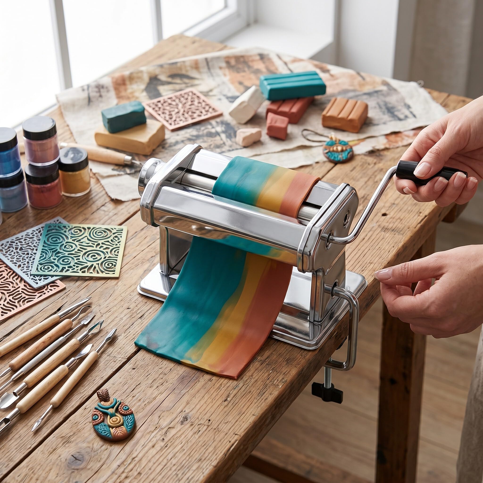 Polymer Clay Press, Ultimate Clay Machine Clay Extruder Tonverlängerer Mischerpressen Handbetriebene Tonpressmaschine Walze Handpresse Polymer Rolling Clay Maschine