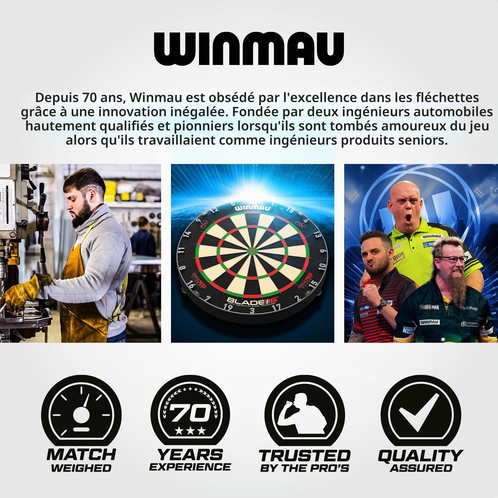 Winmau Fury Fléchettes en tungstène avec ailettes prismatiques et tiges Vecta 22-28 g