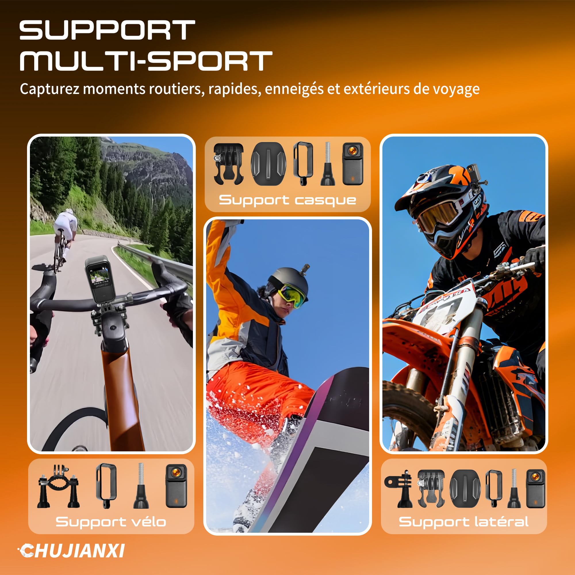 Mini Caméra d'action 4K, Caméra d'action WiFi Étanche | Action Cam Bodycam Magnétique, Mini Camera de Sport, Caméra POV Portable pour Casque Moto Vélo Équitation Ski Sport Running