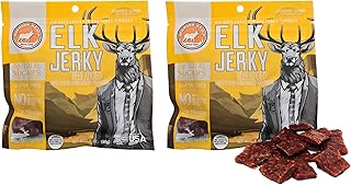 PEARSON RANCH Grass Fed Elk Jerky Pack of 2 Exotic Meat Jerky, Gluten-Free, Low-Carb, MSG-Free, High-Protein Grass-Fed, Paleo and Keto Friendly Snacks