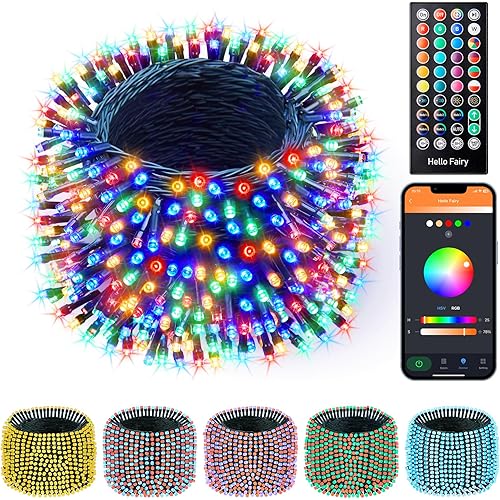 Minetom Color Changing Christmas Lights Outdoor, 66Ft 200 LED Smart RGB String Lights App Controlled, Dimmable Timer Twinkle Christmas Tree Lights, Xmas Tree Lights Plug in for Xmas Tree Party Decor