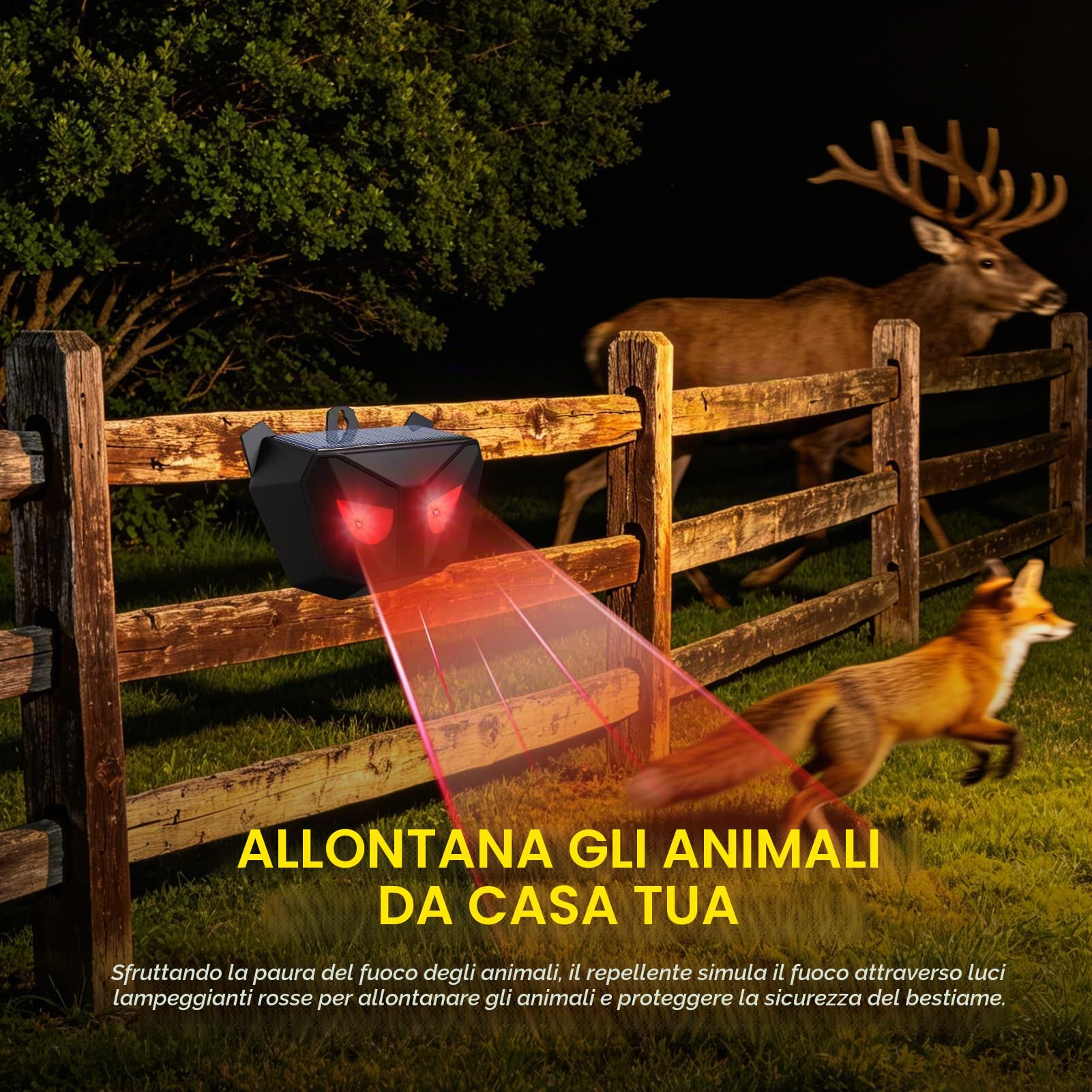Repellente per Gatti Solare, 4 pezzi Dissuasore per Gatti da Esterno Notturno con Luce Rossa Lampeggiante, Dissuasore per Piccioni Impermeabile per Giardino, Cani, Volpi, Cervi