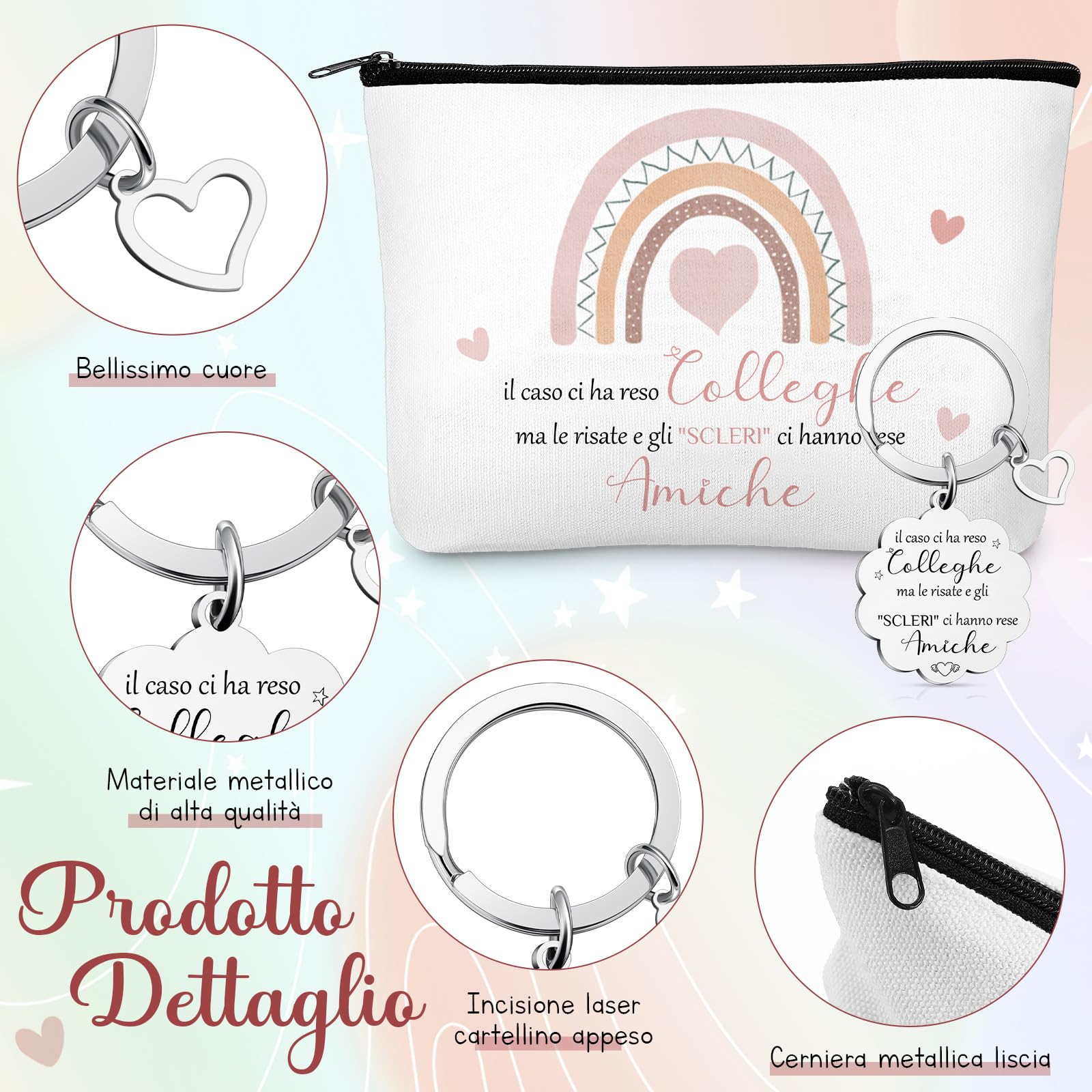 Hestya Regalo Collega Donna Borsa per Cosmetici Portachiavi Blocco Note a Spiralato Penne a Sfera Regalo di Addio Ringraziamento per Dipendenti Collega Natale Compleanno