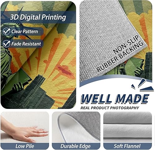 Miniatura 5 de Statue of Liberty Rug - 6x9 Rug, Retro 60s 70s Living Room Rugs, City Skyline Bedroom Rugs, New York Cityscape Carpet, Statue of Liberty Home Decor