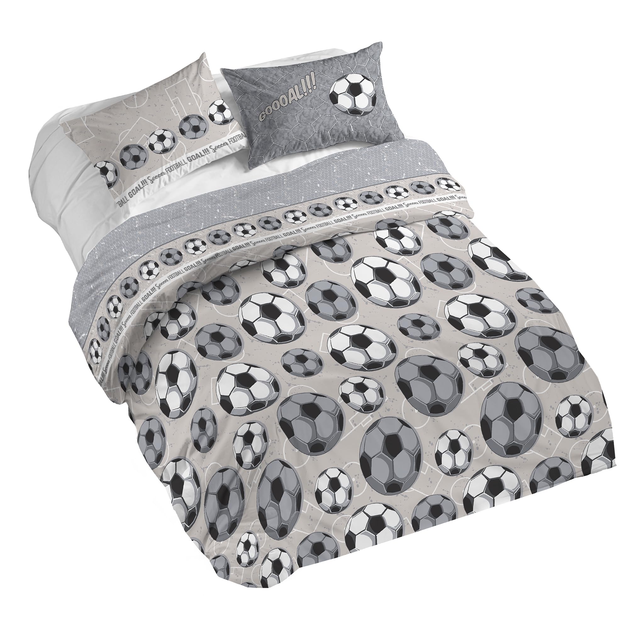 PENSIERI DELICATI 100% Cotton Double Duvet Cover Set, Complete with 250 x 200 cm Bag and 2 Pillowcases 52 x 82 cm