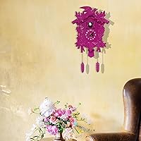 Vista 2 de WALPLUS Reloj de pared clásico de cuco rosa con diseño de pájaro colgante para decoración del hogar, reloj de Navidad, regalos